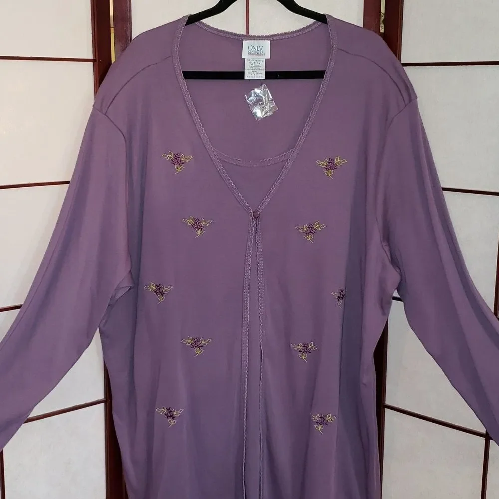 Only Necessaties Purple Embroidered Floral Sweater